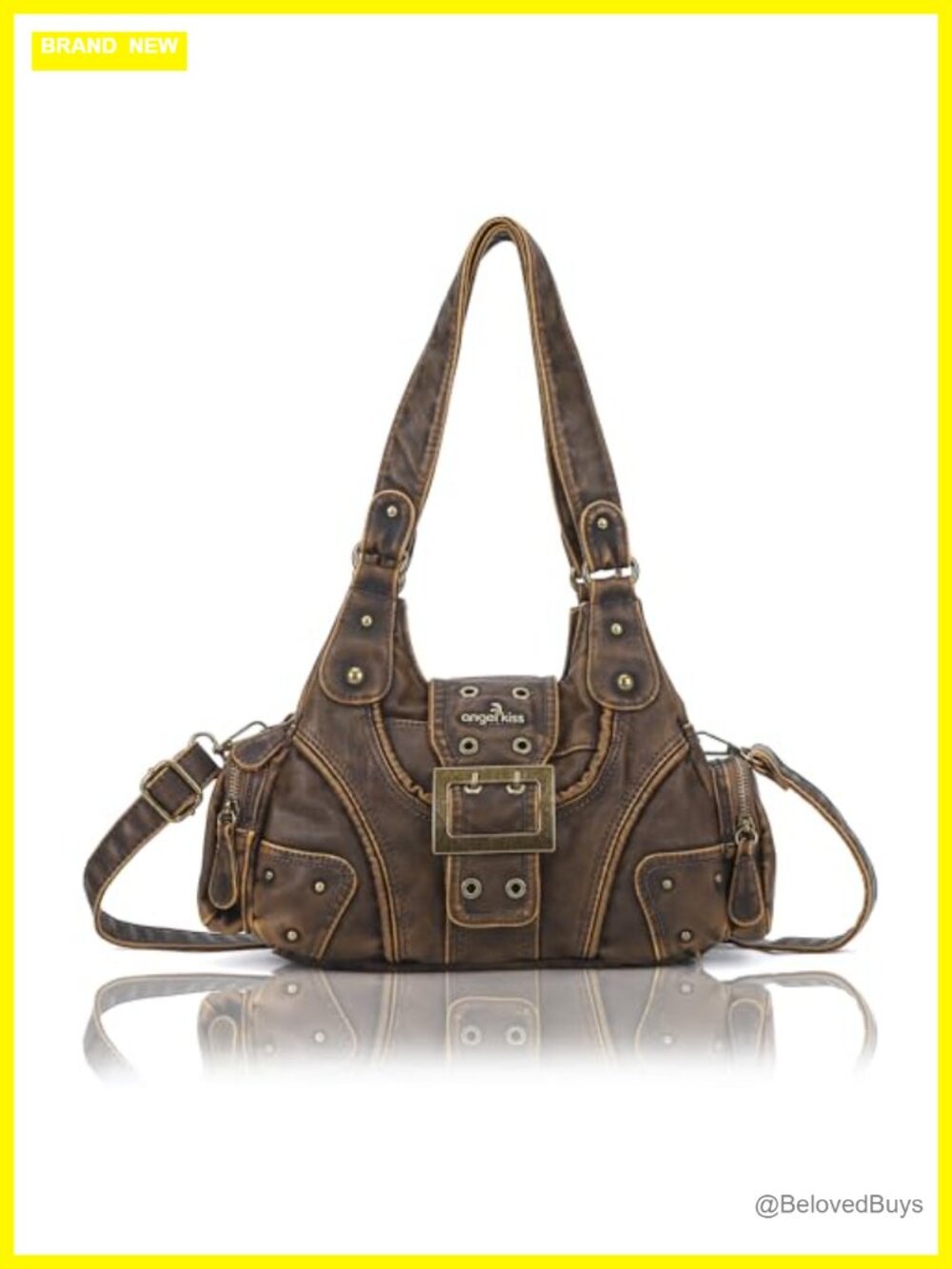 Vegan Leather Hobo Shoulder Bag Multi-Pocket Crossbody Handbag